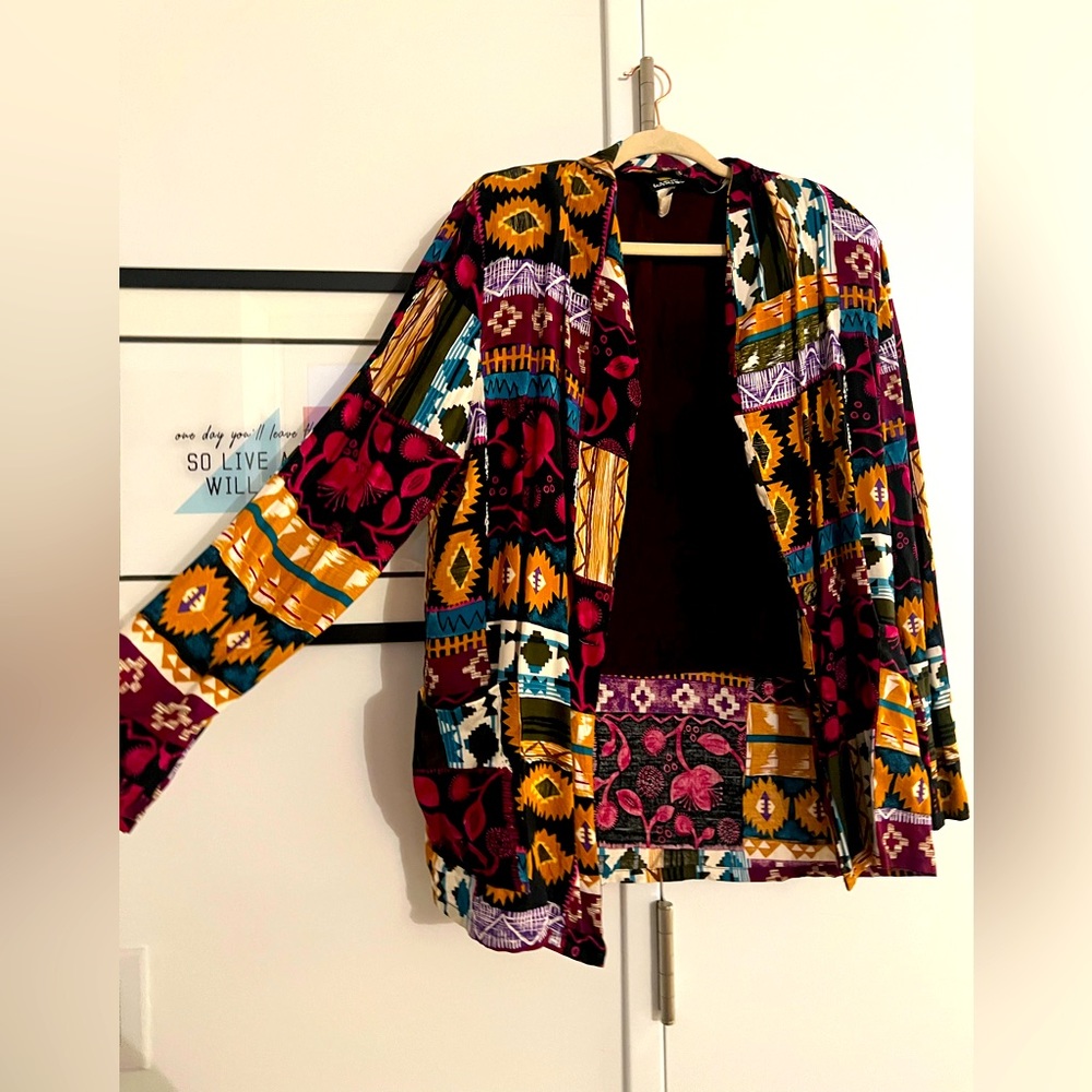Multi Colored/Boho Patterned Cardigan Vintage L K… - image 1